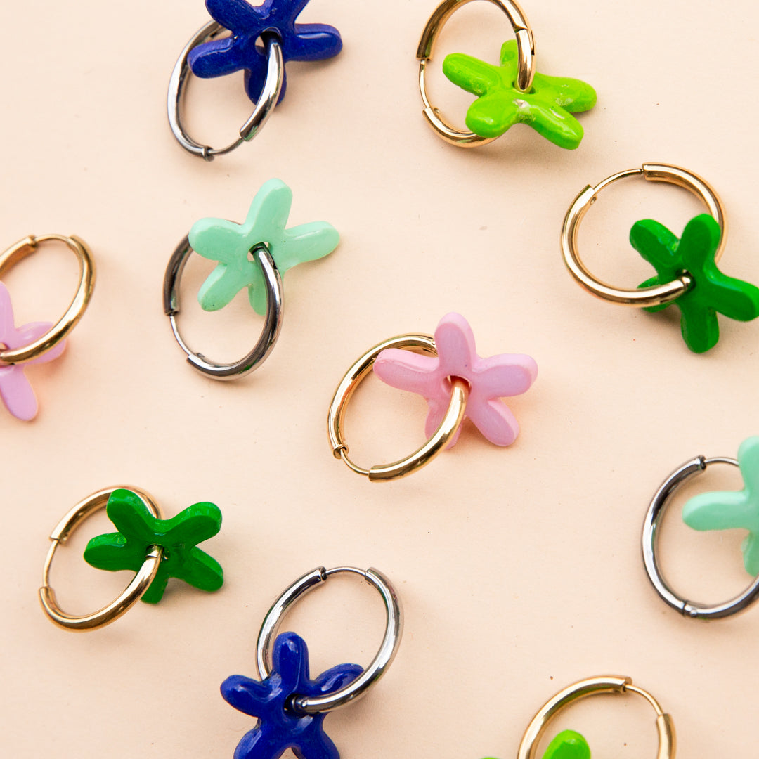 Flower Hoop Charms - Solid Colours