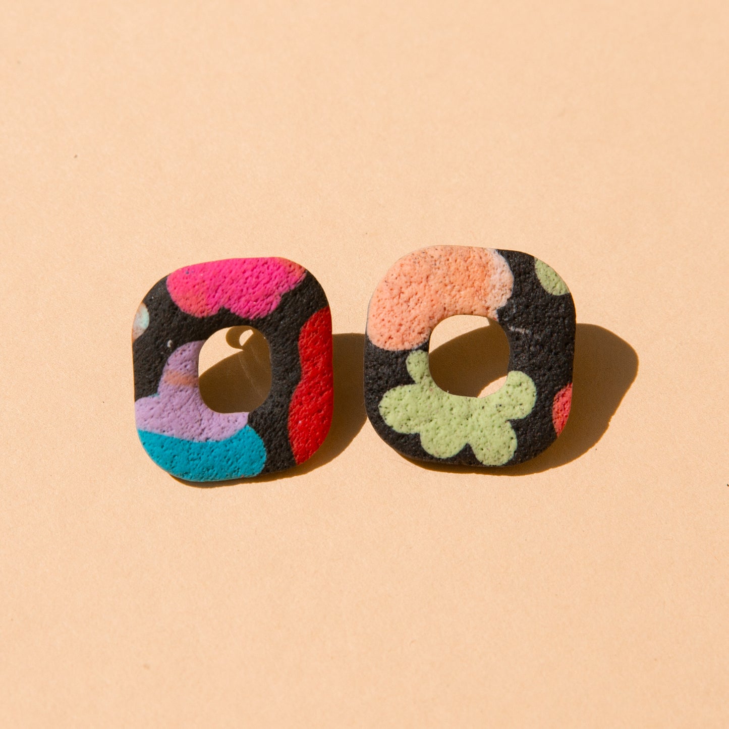 Mini Donut Studs - Watercolour Floral